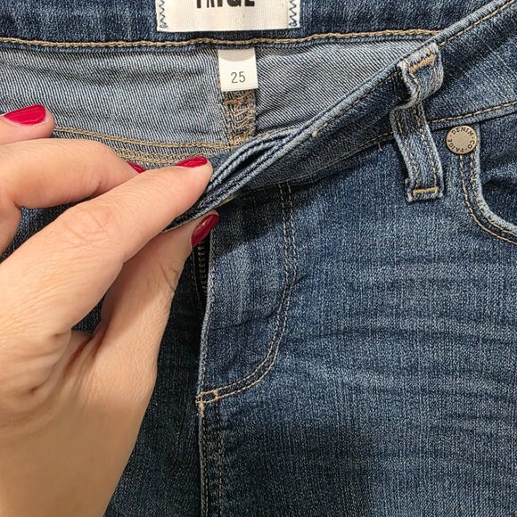 Paige Denim Cutoff Jean Shorts – Size 25, Blue, Distressed Raw Hem - Picture 3 of 6